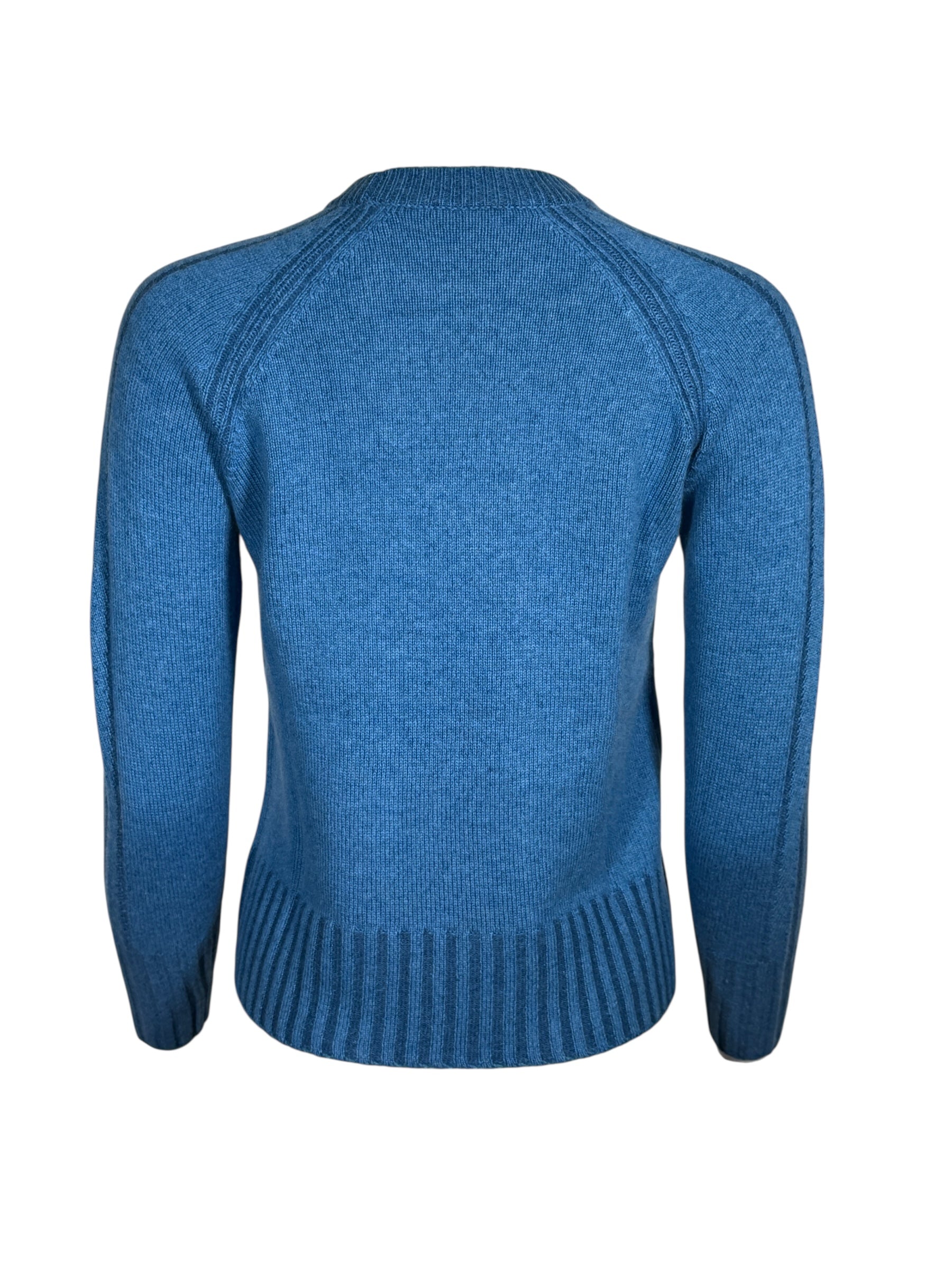 KINROSS PLAITED RIB TRIM CREW SWEATER - IMPERIAL/SAPPHIRE