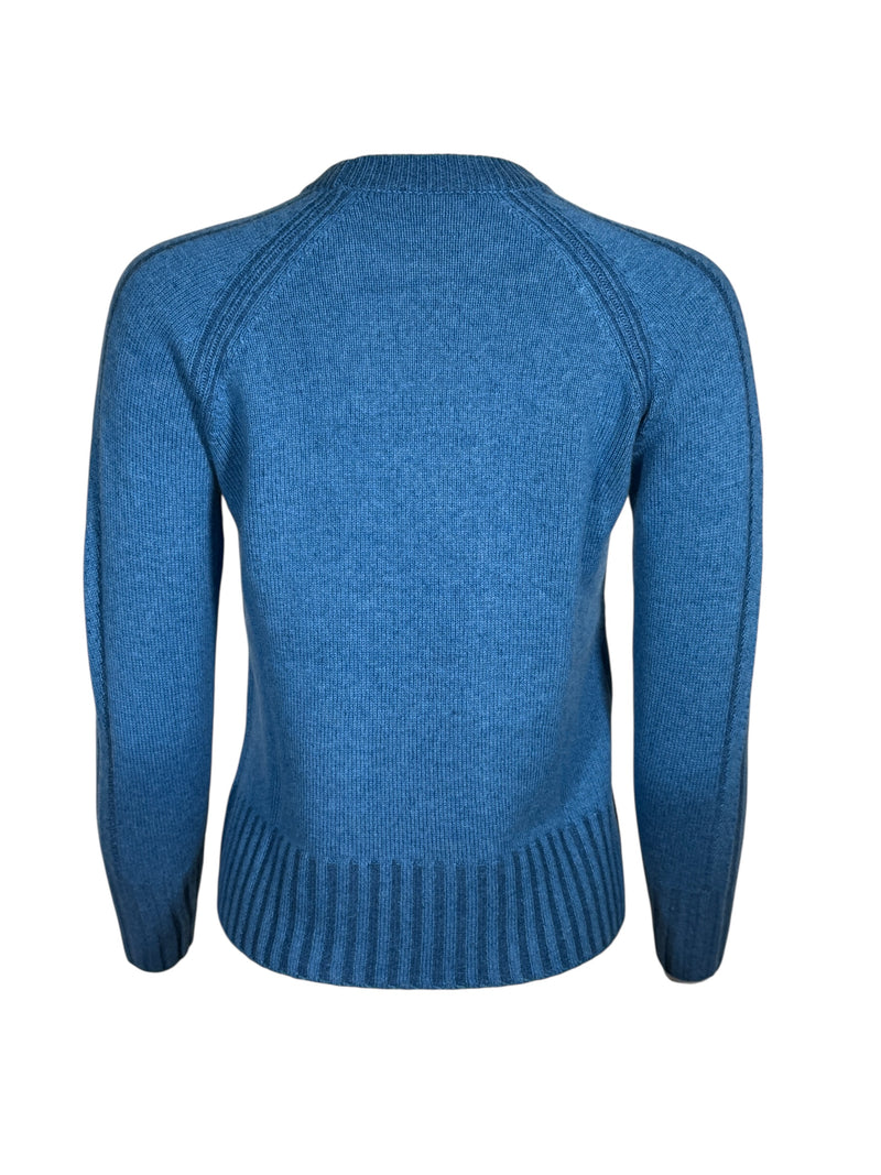KINROSS PLAITED RIB TRIM CREW SWEATER - IMPERIAL/SAPPHIRE