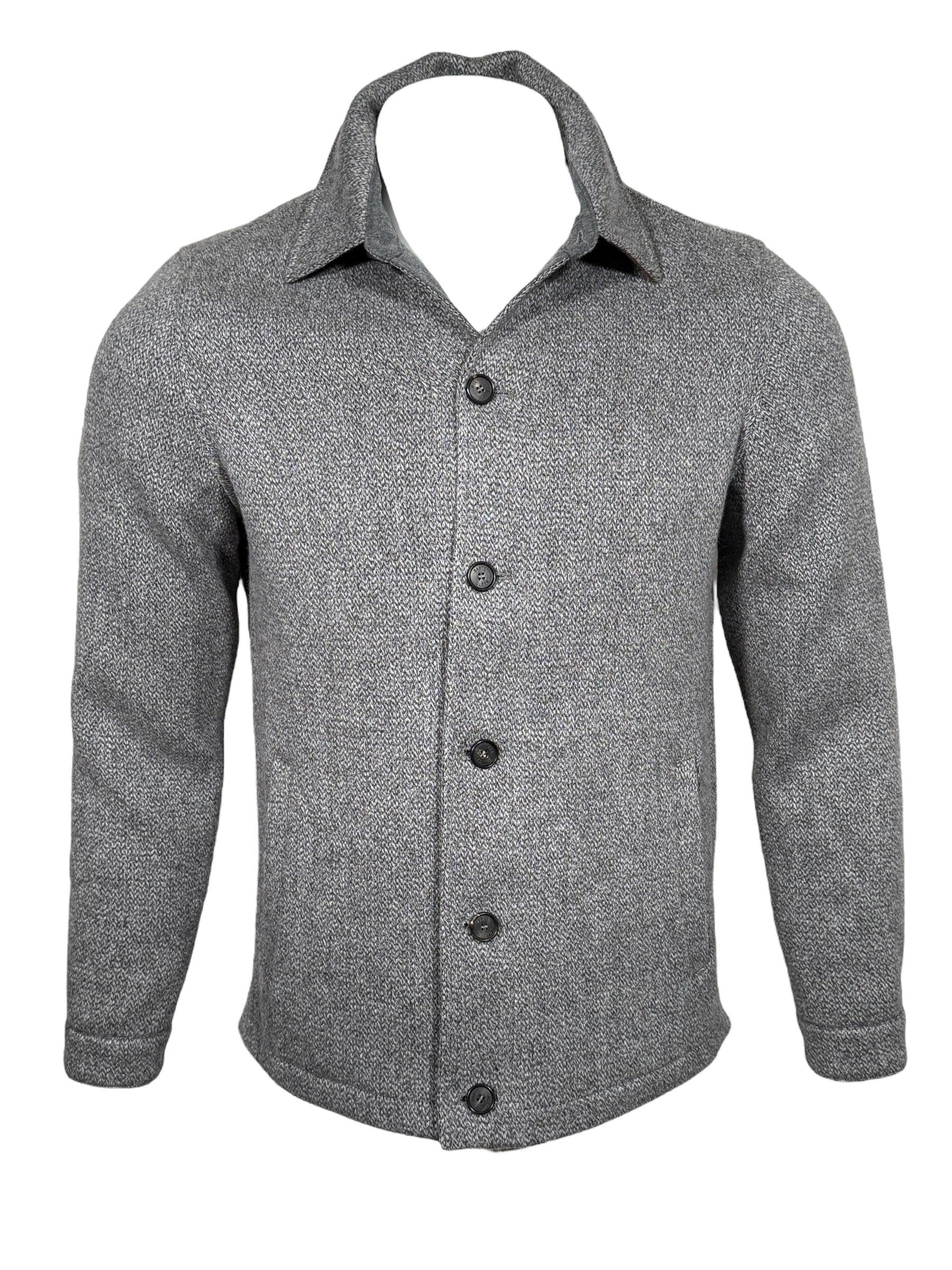 MANTO KNIT CASHMERE BLEND OVERSHIRT JACKET - GREY MARL