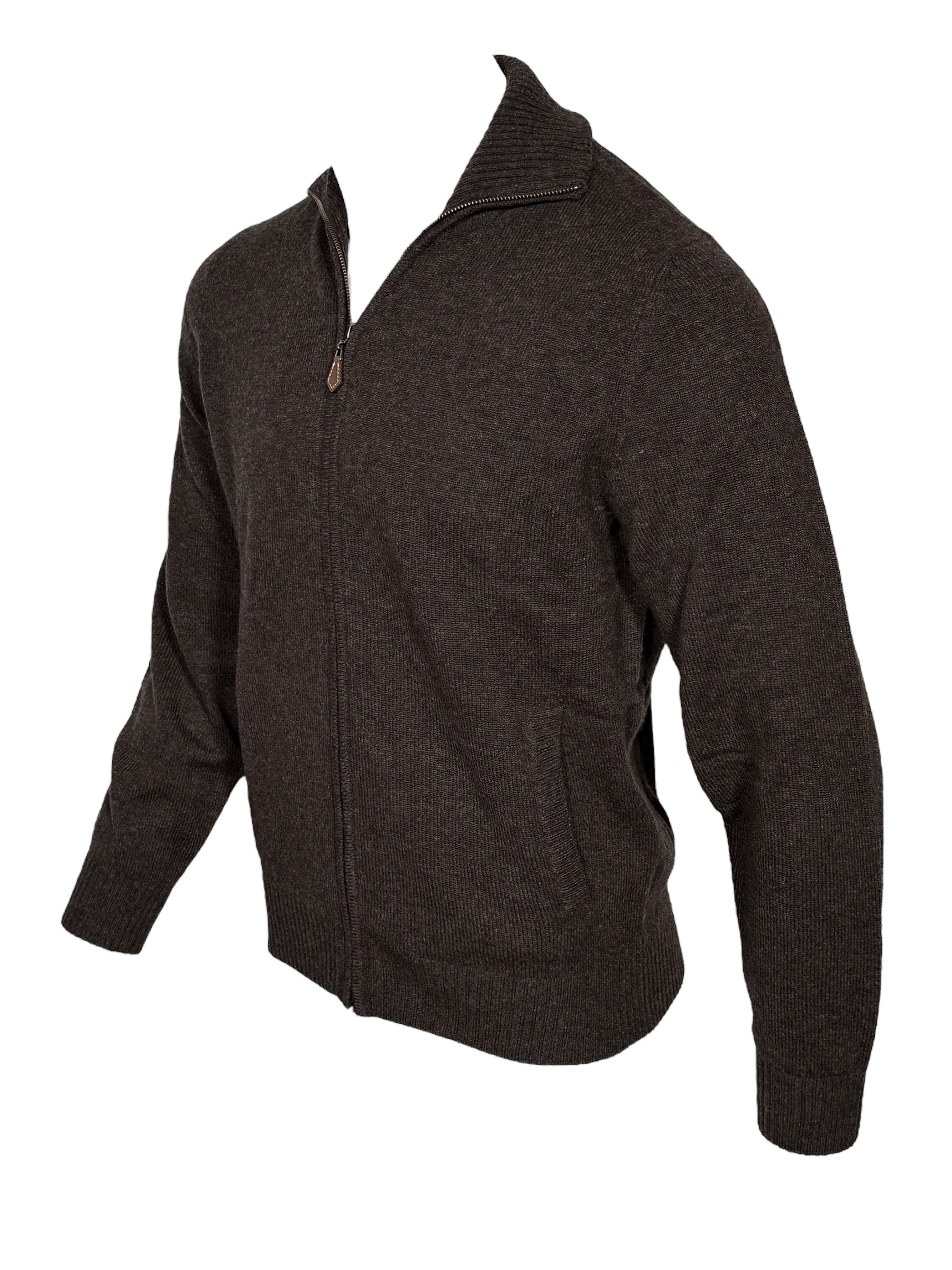 ALAN PAINE BALLATER 1/4 ZIP SWEATER - COCOA