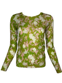 IN BED WITH YOU WOOL CREW NECK SWEATER - GREEN FLORAL