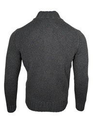 BUTTON DOWN MARL FULL ZIP SWEATER - GREEN/BLUE