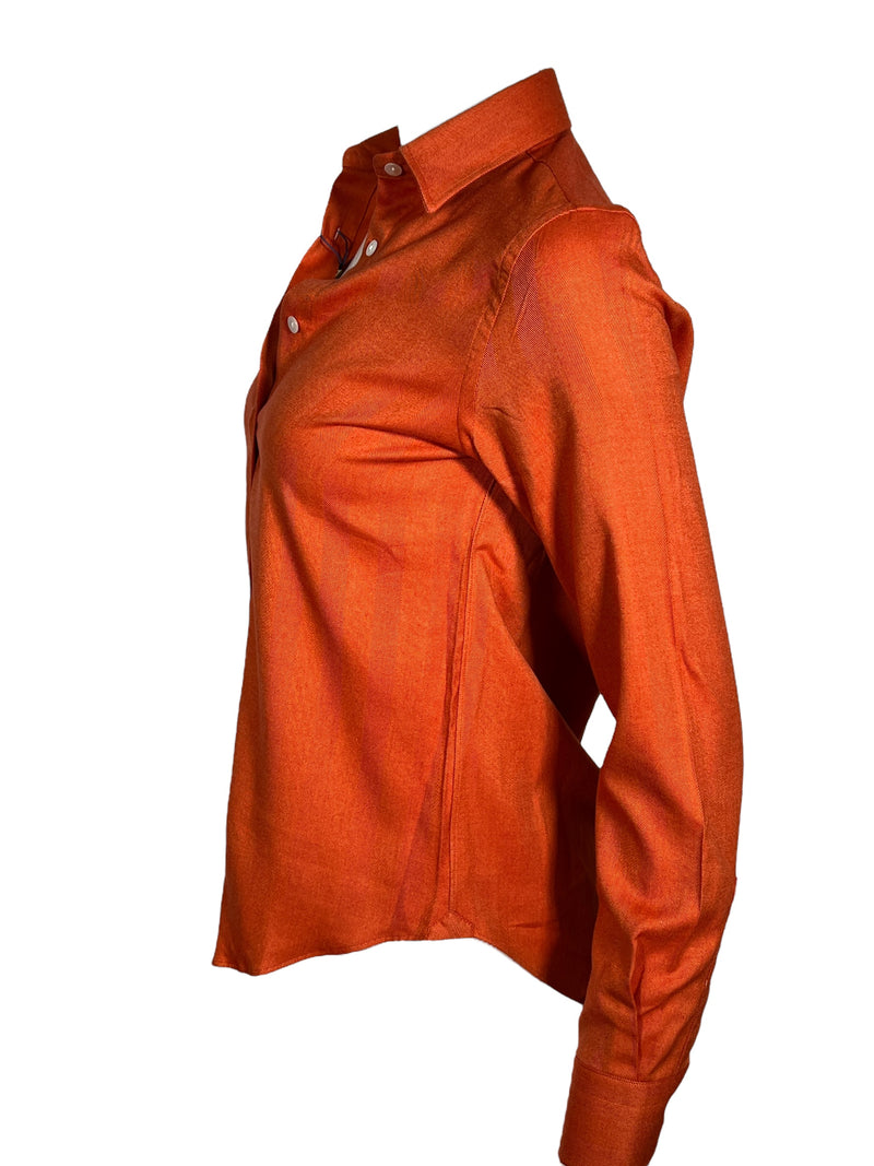 GIANGI NAPOLI WOMEN'S SOFT HERRINGBONE SHIRT - DARK ORANGE