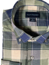 SCOTT BARBER LIGHTWEIGHT TWILL FALL PLAID MEN’S SHIRT - NAVY/OLIVE