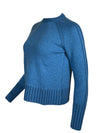 KINROSS PLAITED RIB TRIM CREW SWEATER - IMPERIAL/SAPPHIRE