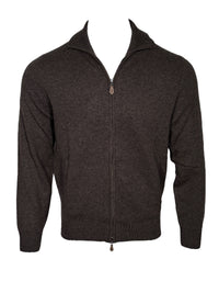 ALAN PAINE BALLATER 1/4 ZIP SWEATER - COCOA