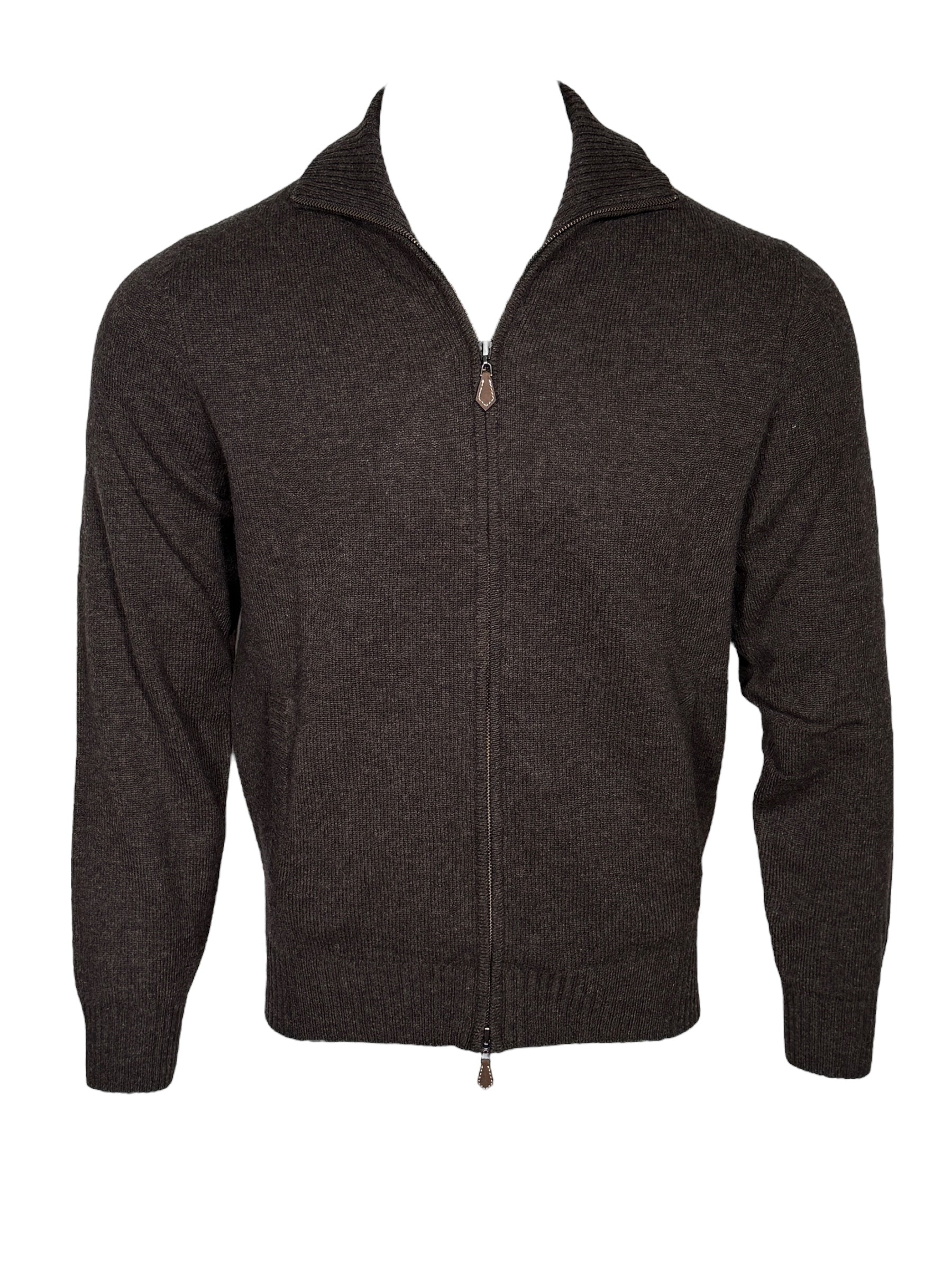 ALAN PAINE BALLATER 1/4 ZIP SWEATER - COCOA