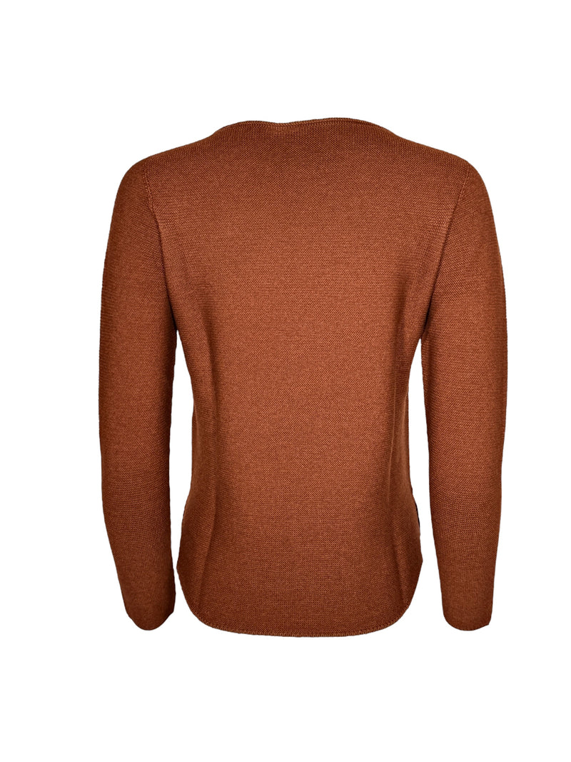 AROVESCIO ROUND NECK SWEATER - COGNAC