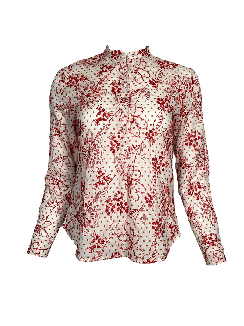 ROSSO 35 EMBROIDERED SHIRT - RED/WHITE