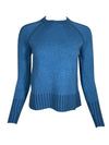 KINROSS PLAITED RIB TRIM CREW SWEATER - IMPERIAL/SAPPHIRE