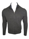 BUTTON DOWN MARL FULL ZIP SWEATER - GREEN/BLUE