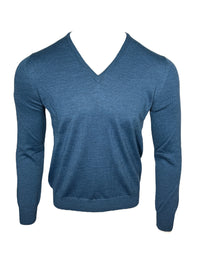 BUTTON DOWN MERINO V-NECK SWEATER - TOURMALINE