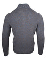 BUTTON DOWN MARL FULL ZIP SWEATER - BROWN/BLUE