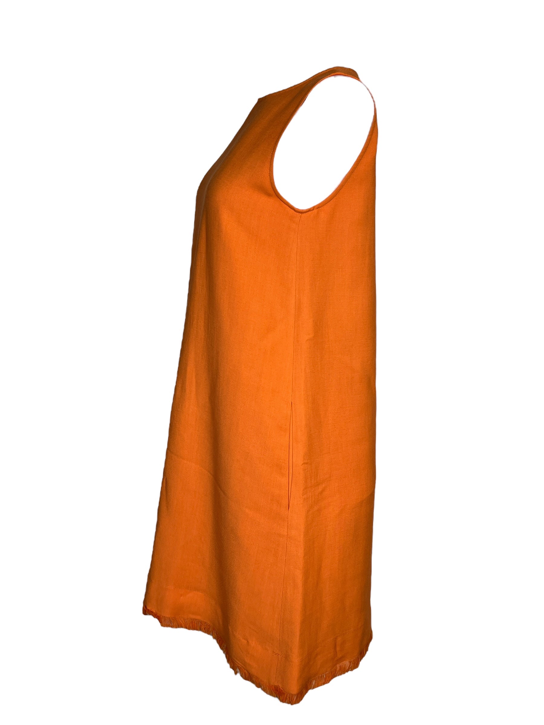 orange tassel dress ARRANGE - Handwoven Fringe Hem Midi Dress - Women - Polyester - 14 US