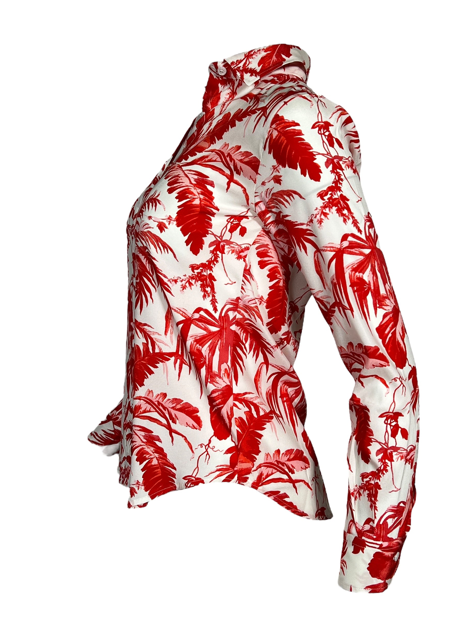 AMINA RUBINACCI PALM LEAF SILK BLOUSE CHERRY Button Down SF