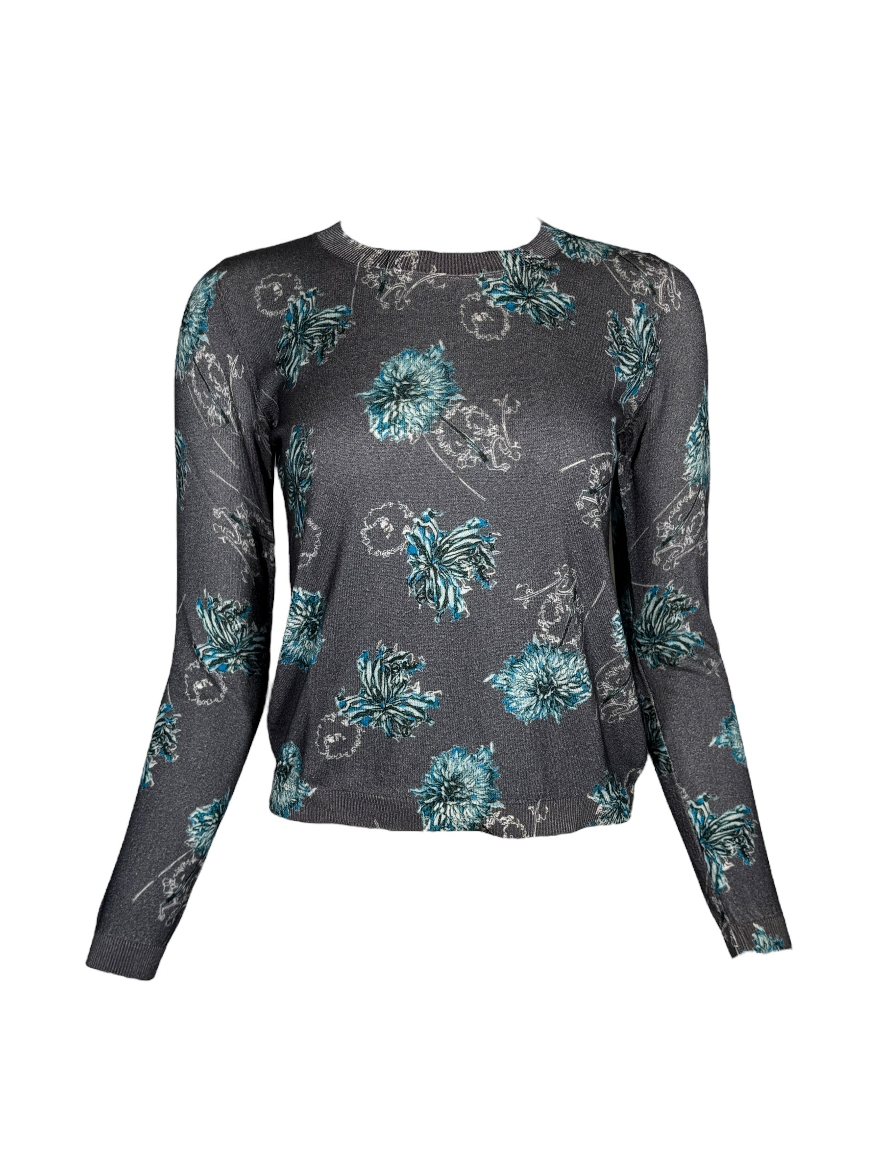 IN BED WITH YOU CREW SWEATER - GREY DAHLIAS