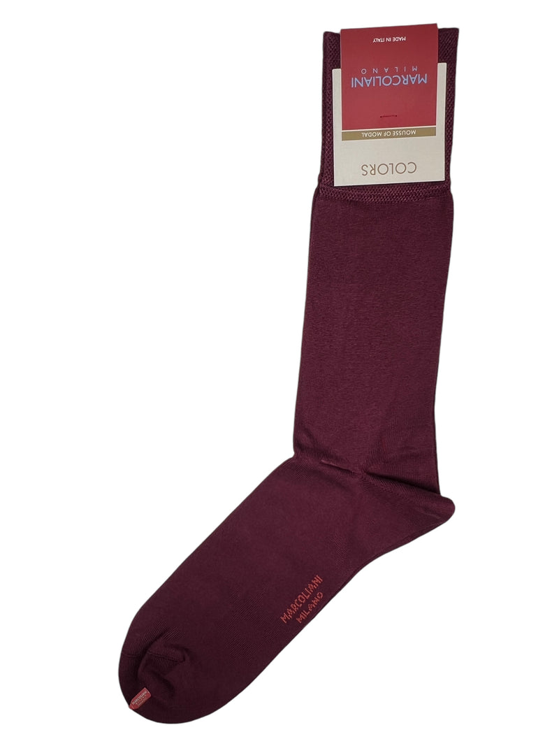 MARCOLIANI MOUSSE OF MODAL PLAIN DRESS CALF SOCK - BORDEAUX Button Down SF MARCOLIANI MOUSSE OF MODAL PLAIN DRESS CALF SOCK - BORDEAUX Button Down SF