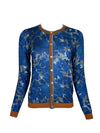 IN BED WITH YOU CARDIGAN - BLUE FLORAL WITH BROWN TRIM