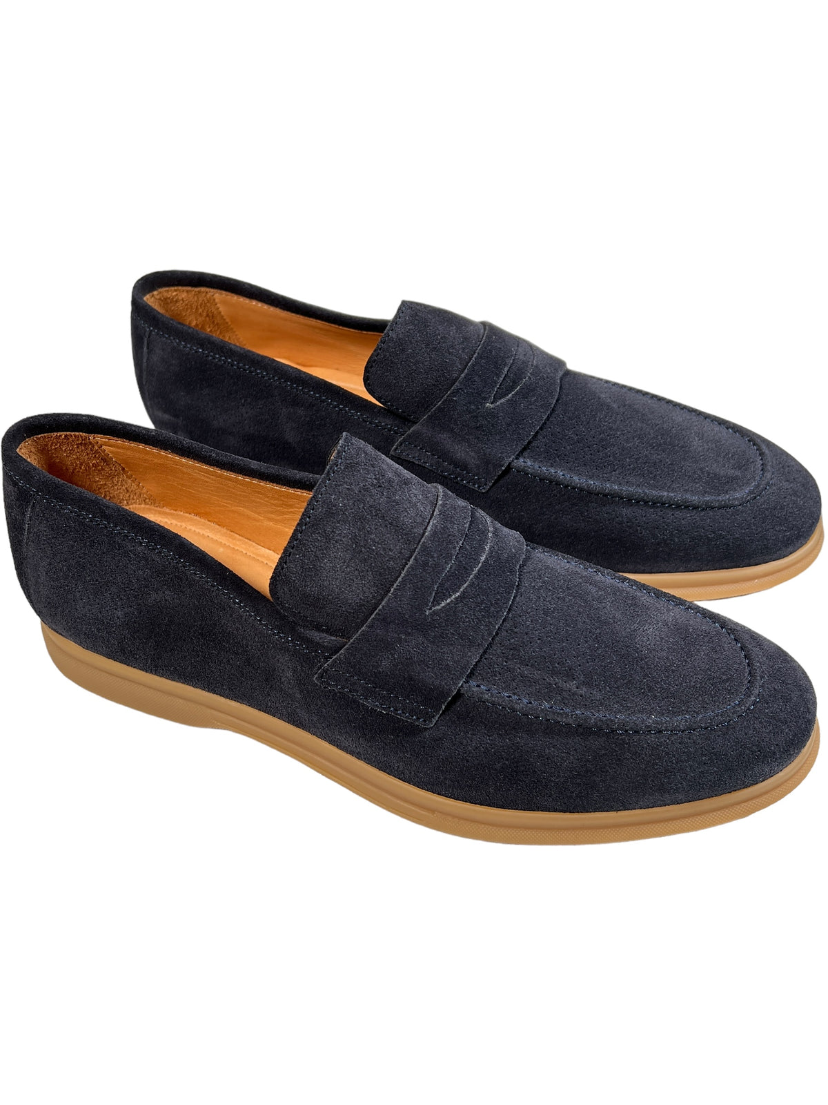 ELEVENTY PERFORATED SUEDE LOAFER - BLUE