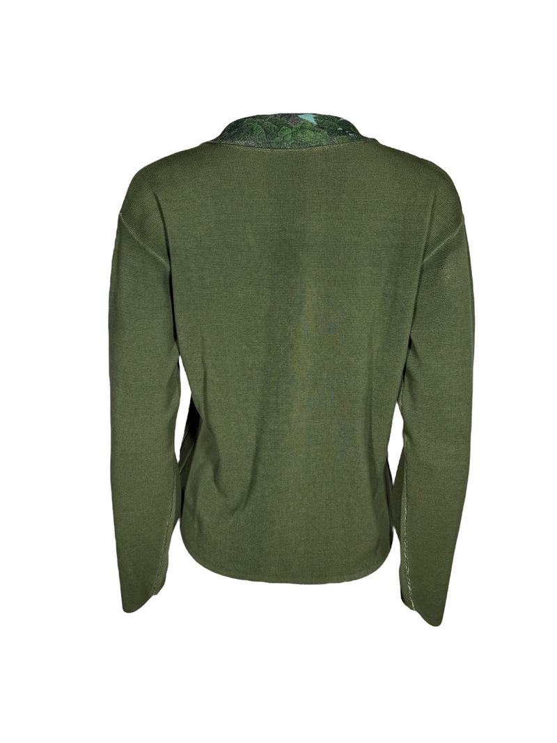 IN BED WITH YOU KNIT BLAZER - GREEN WITH FLORAL