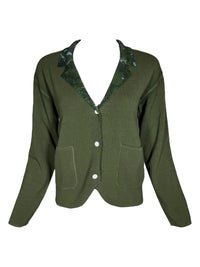IN BED WITH YOU KNIT BLAZER - GREEN WITH FLORAL