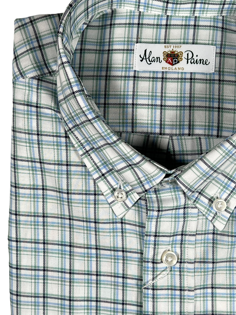 ALAN PAINE CLASSIC FIT SHIRT - GREEN/LIGHT BLUE/NAVY BOX CHECK