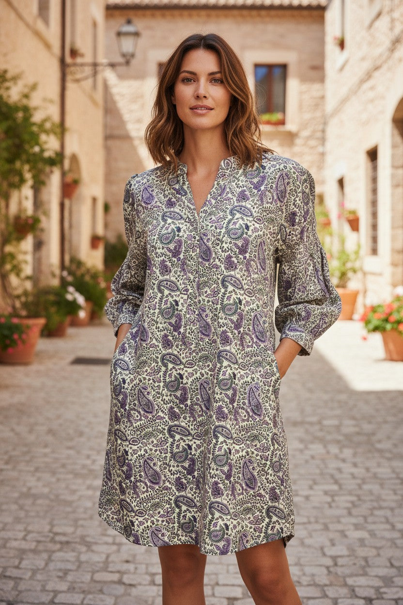 REPEAT PAISLEY DRESS - VIOLET