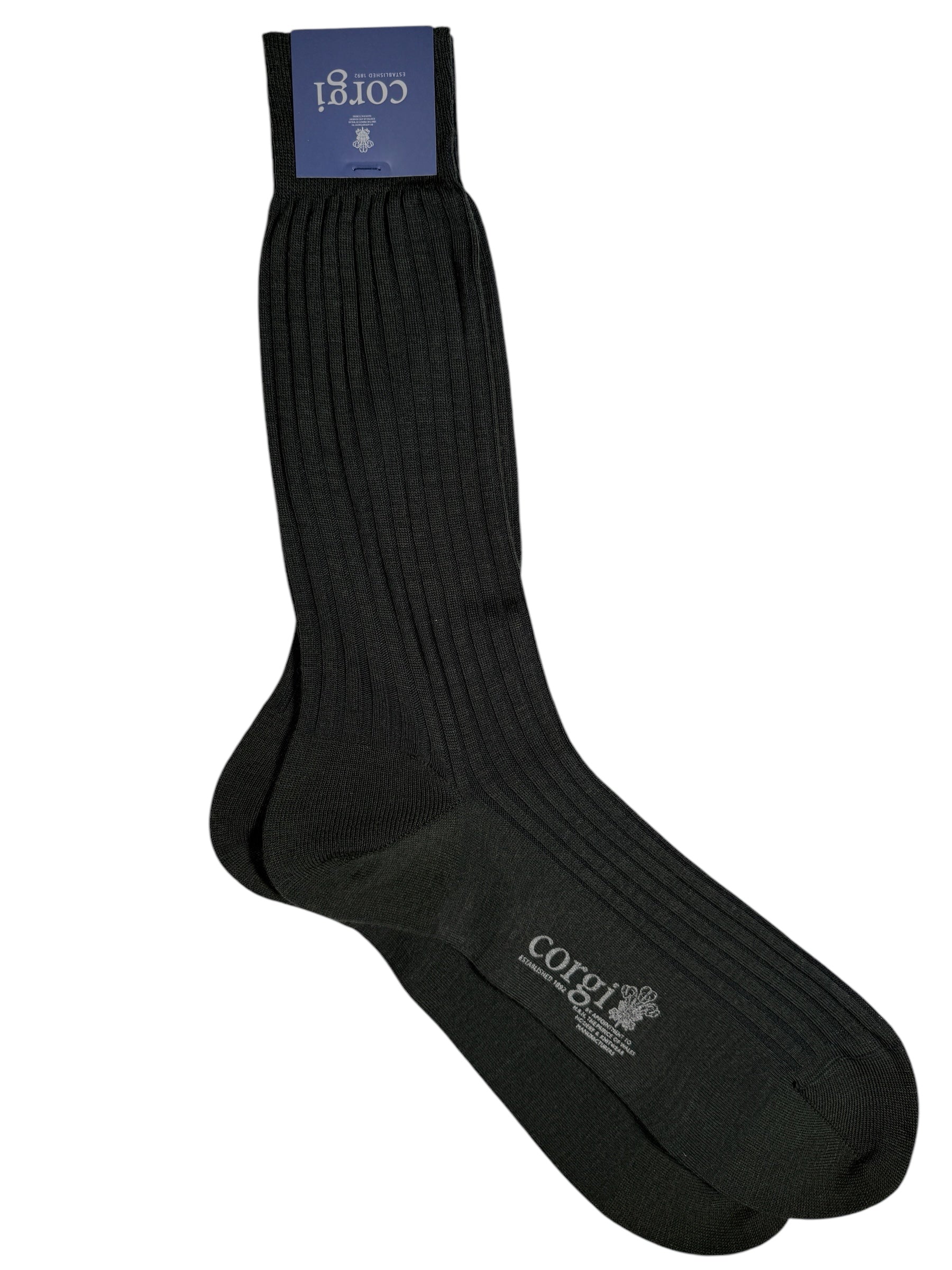 CORGI RIBBED WOOL DRESS SOCK - RACING GREEN