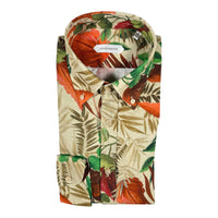 GUGLIELMINOTTI LINEN/COTTON SHIRT - TAN JUNGLE PRINT
