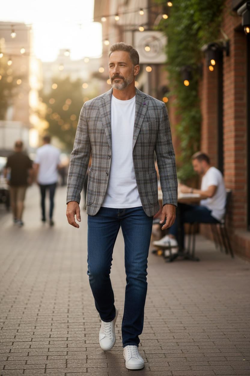 SARTORIA PARTENOPEA SPORT COAT - GREY/BLUE/BROWN CHECK PLAID