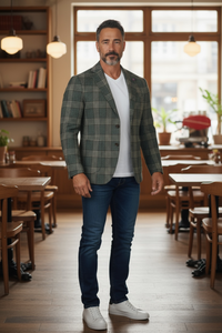 SARTORIA PARTENOPEA SPORT COAT - OLIVE CHECK PLAID