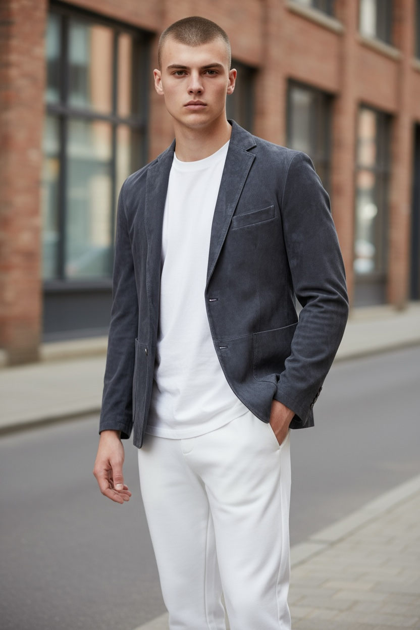 STEWART SUEDE BLAZER - DARK BLUE