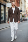 STEWART SUEDE BLAZER - DARK BROWN