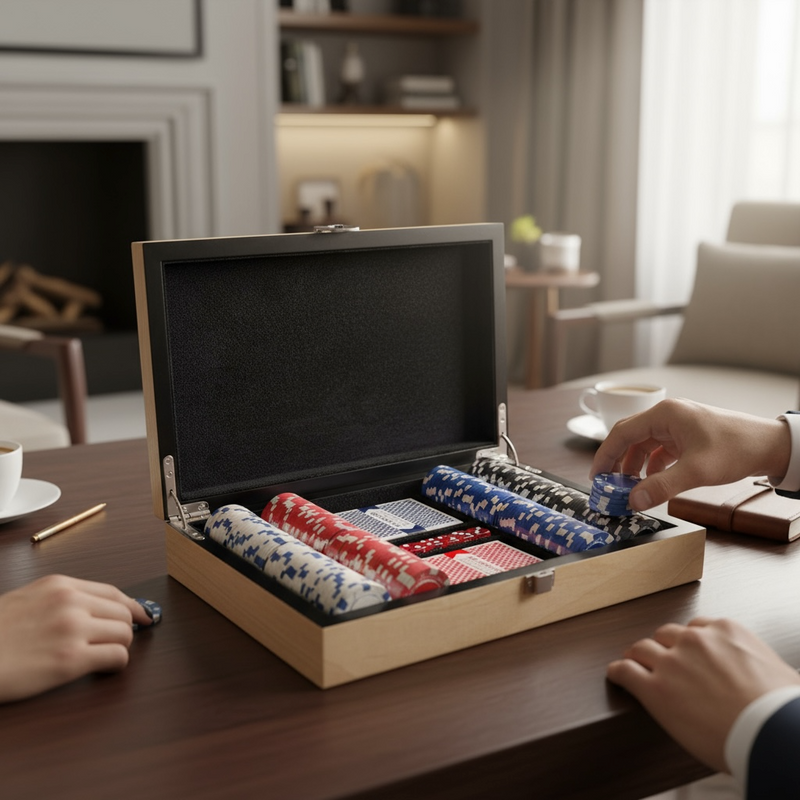 TIZO WOOD POKER SET - BURLWOOD