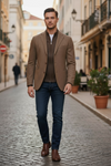 CORNELIANI MICRO-WOOL AND CASHMERE ID SPORT JACKET - WHEAT