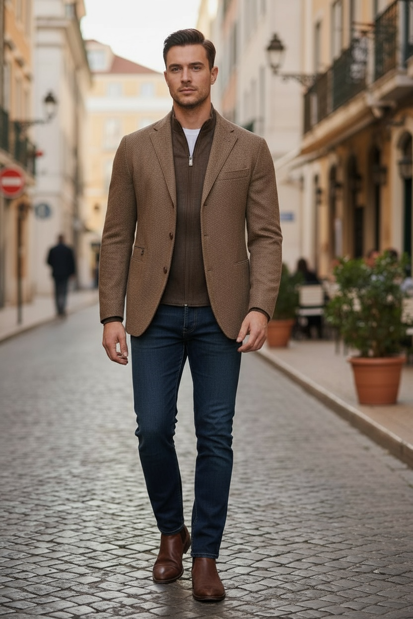CORNELIANI MICRO-WOOL AND CASHMERE ID SPORT JACKET - WHEAT