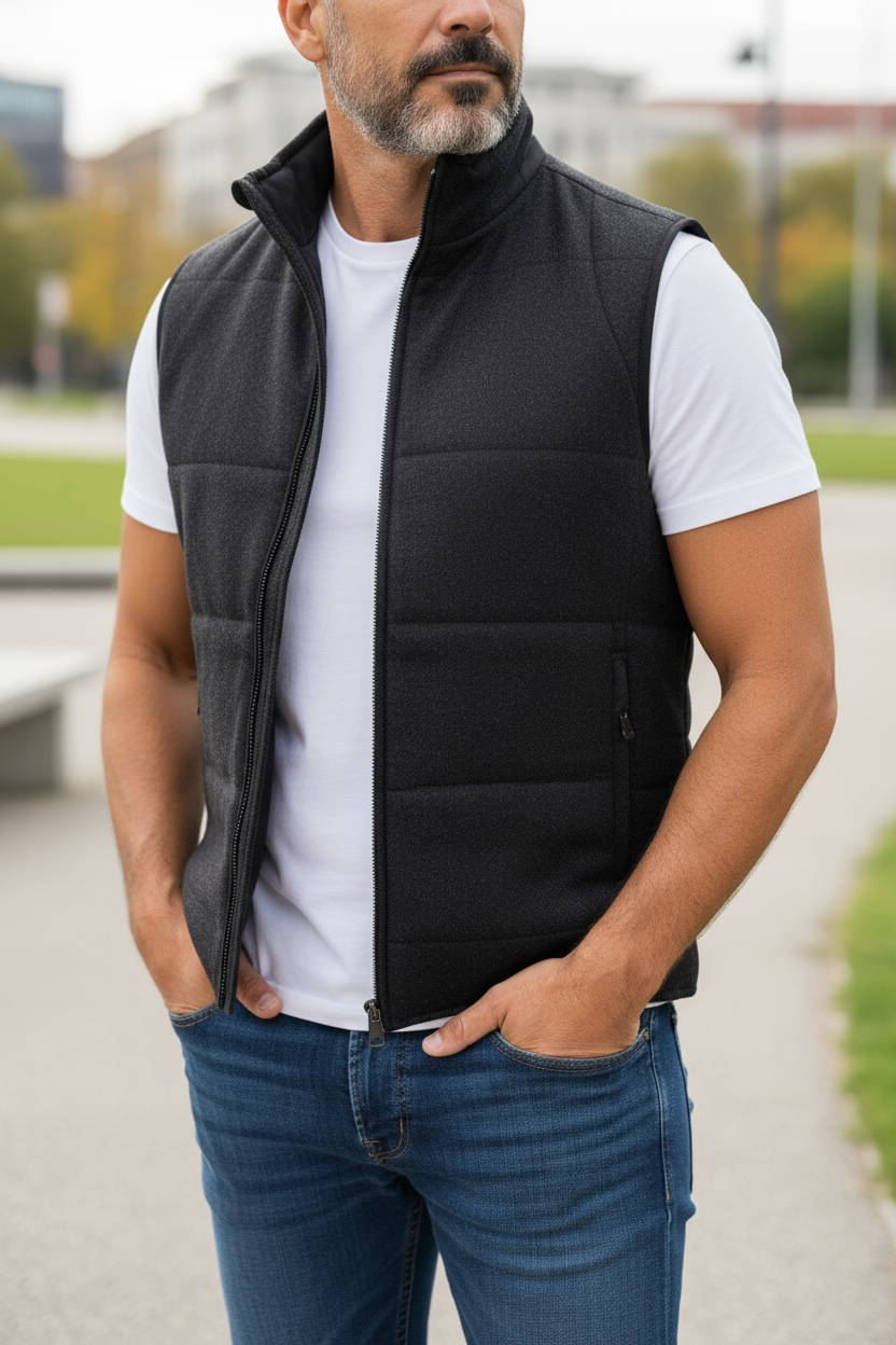 CORNELIANI MICRO-WOOL AND CASHMERE REVERSIBLE VEST - NAVY
