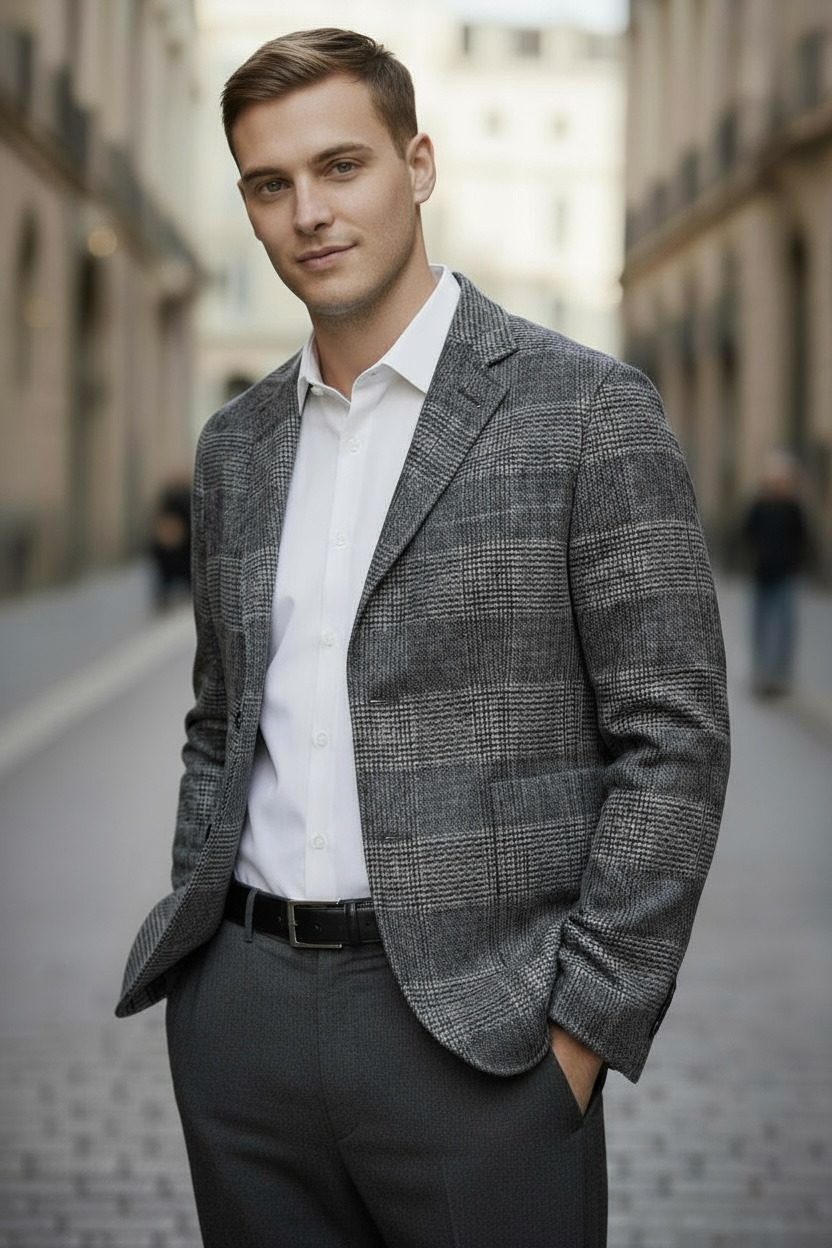 MANTO LORO PIANA WOOL SPORT COAT - CHARCOAL CHECK