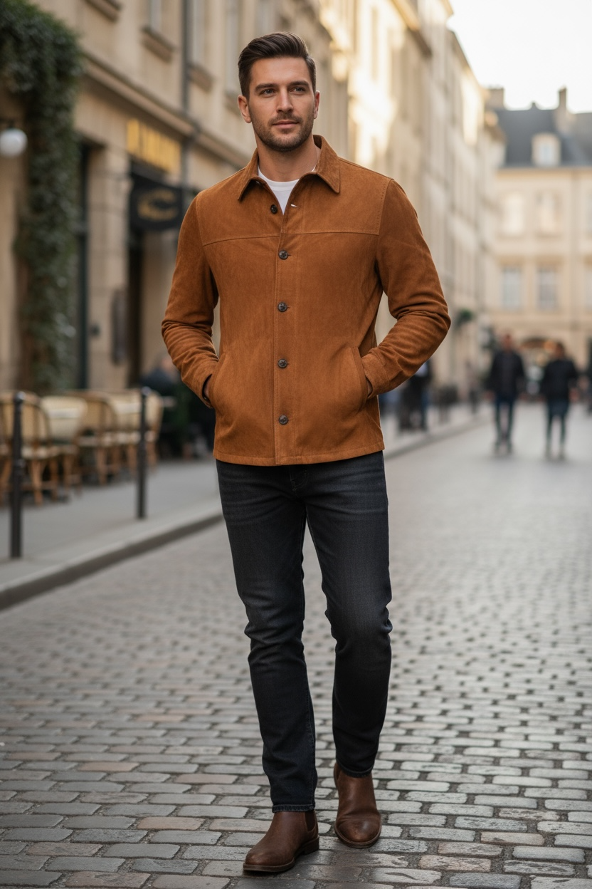 MANTO SUEDE JACKET - TOBACCO