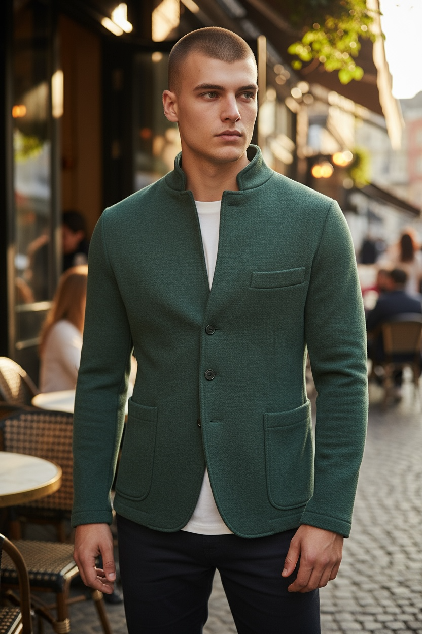 ADESI CASHMERE MEN'S SWEATER JACKET - GREEN