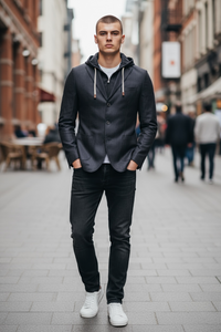 EMANUEL BERG WOOL/CASHMERE D-CONTRUCTED SHIRT JACKET - NAVY