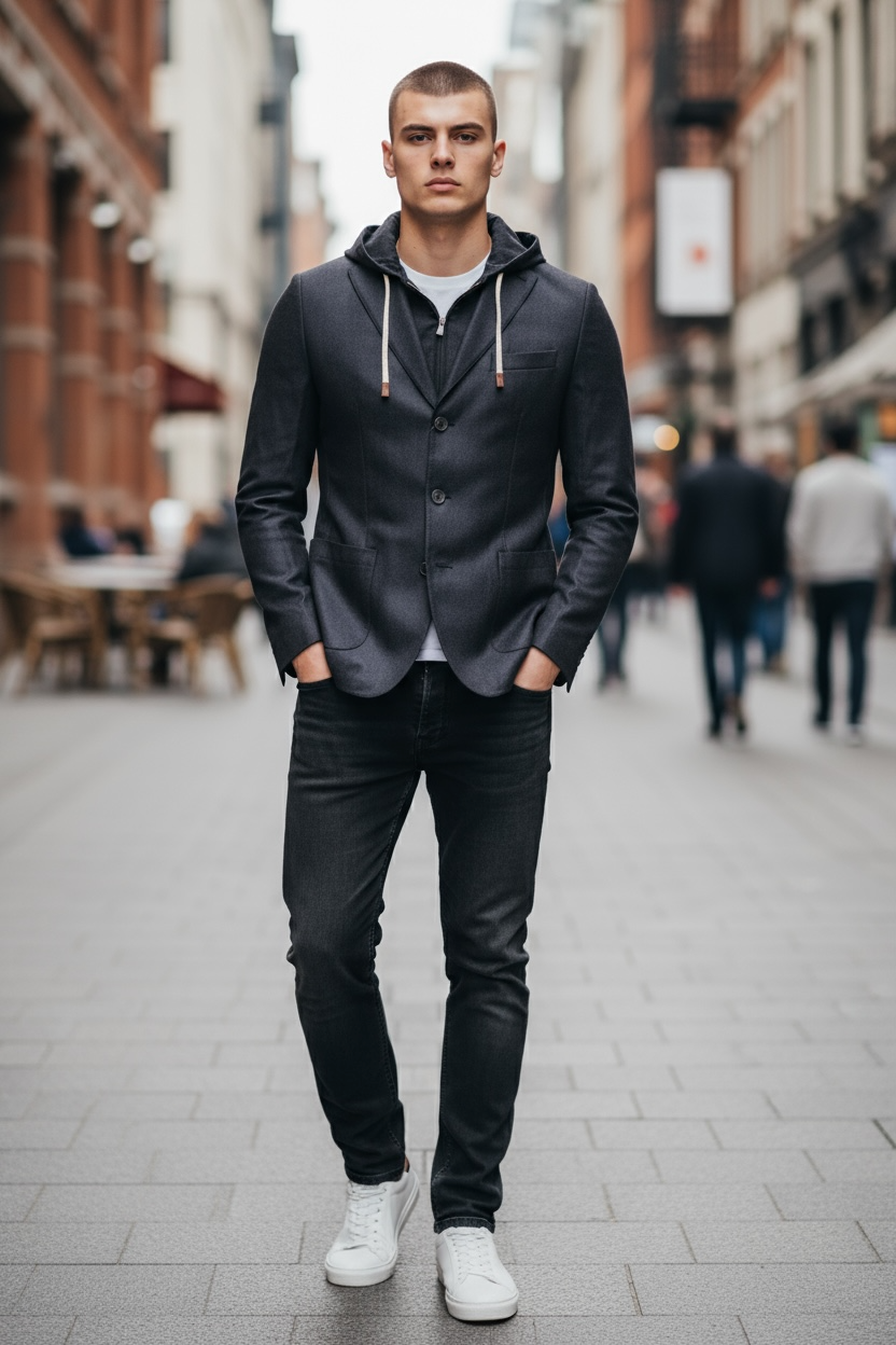 EMANUEL BERG WOOL/CASHMERE D-CONTRUCTED SHIRT JACKET - NAVY