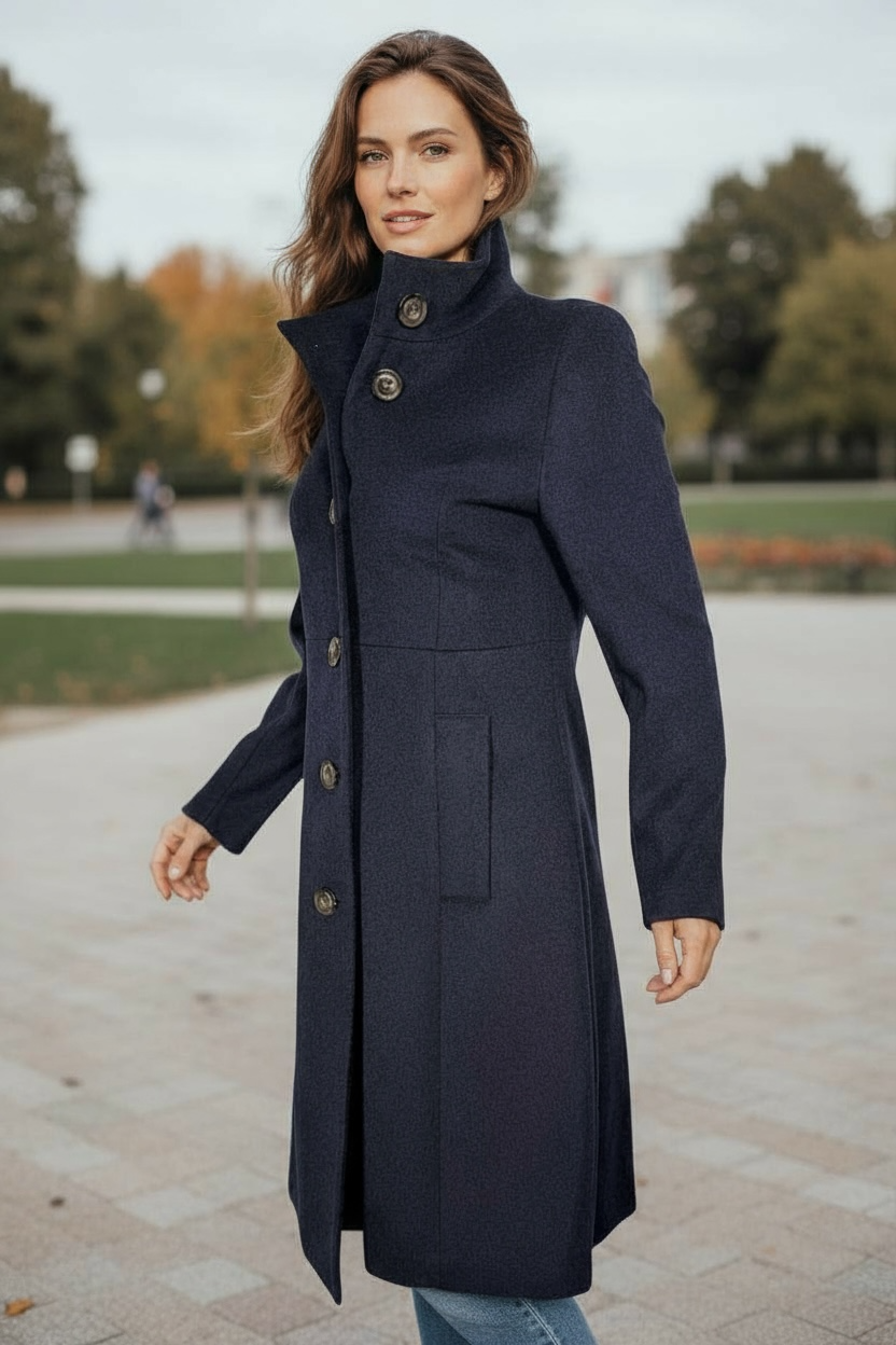 SAND COPENHAGEN CASHMERE BLEND PARKER COAT - NAVY