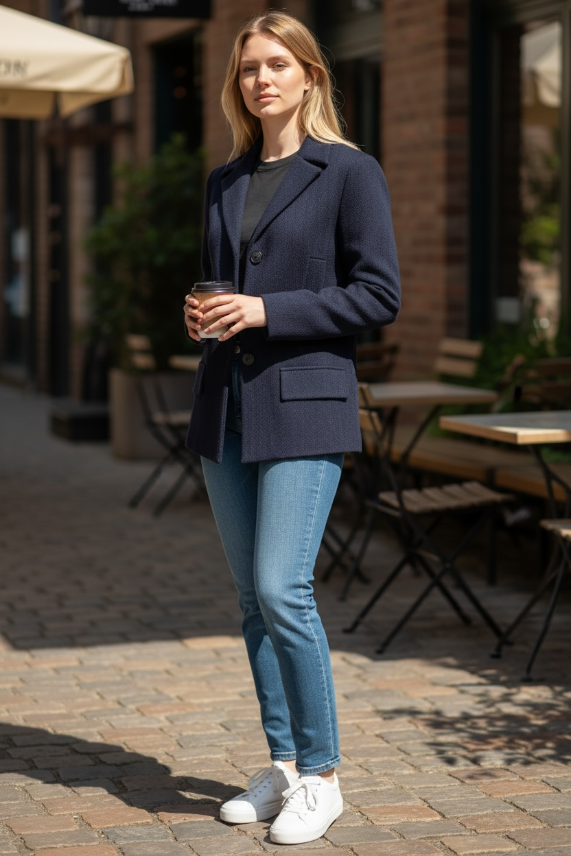 AMINA RUBINACCI WOOL COAT - NAVY