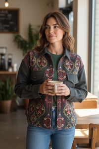 FRANCO FERRARI PRINT WOOL JACKET - GREEN