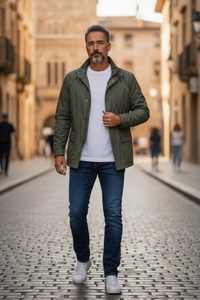 LUCIANO BARBERA CAR COAT - JUNGLE GREEN