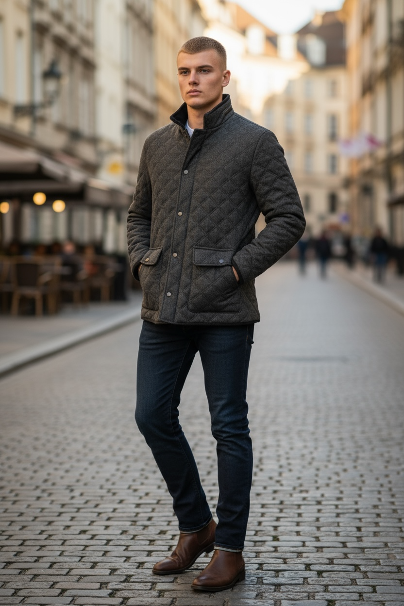 ALAN PAINE RICHMOND QUILTED JACKET - OLIVE