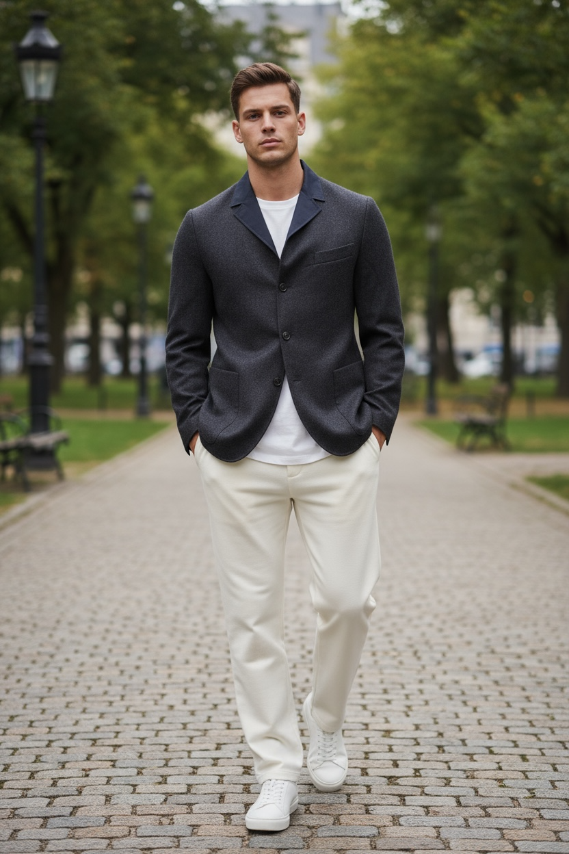 MANTO REVERSIBLE SPORT TO FIELD JACKET - NAVY & BROWN MIX