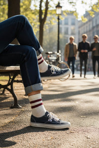 MARCOLIANI PIMA COTTON DISTRESSED SNEAKER SOCK - IVORY