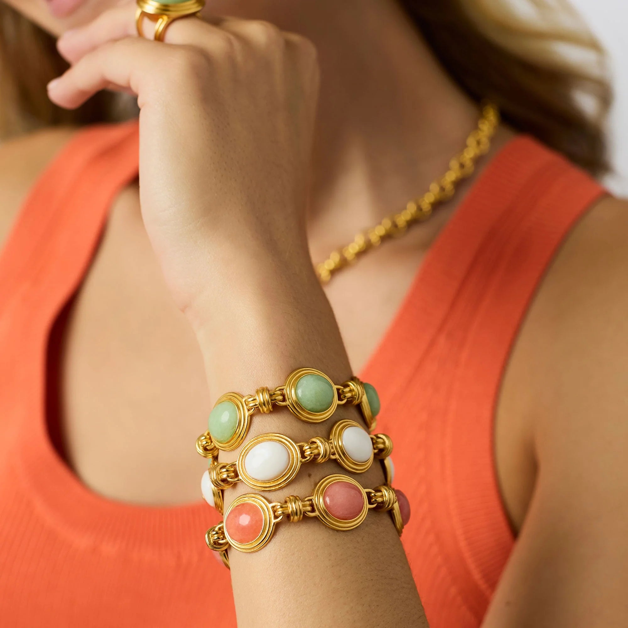 JULIE VOS PORTOFINO STONE BRACELET - AQUA JADE